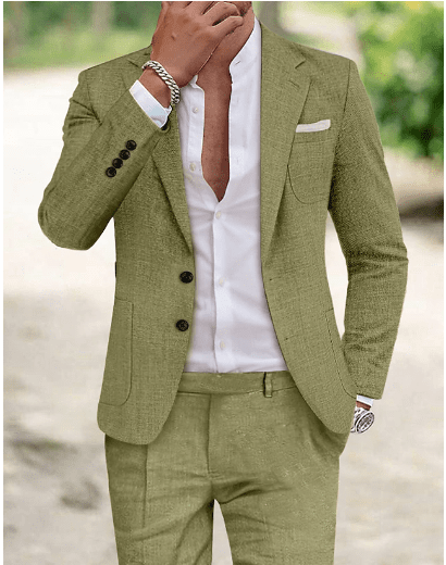 Men's Slim Fit Suit, Two Button Blazer and Pants, Notch Lapel