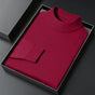 Men's knitted mock neck sweater with ribbed collar and cuffs