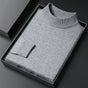 Men's knitted mock neck sweater with ribbed collar and cuffs
