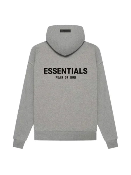 Men's oversized hooded pullover sweatshirt with bold Essentials Fear of God back text