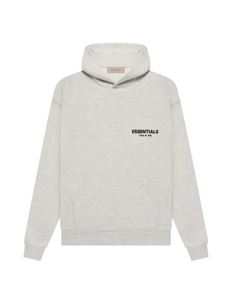 Men's oversized hooded pullover sweatshirt with bold Essentials Fear of God back text