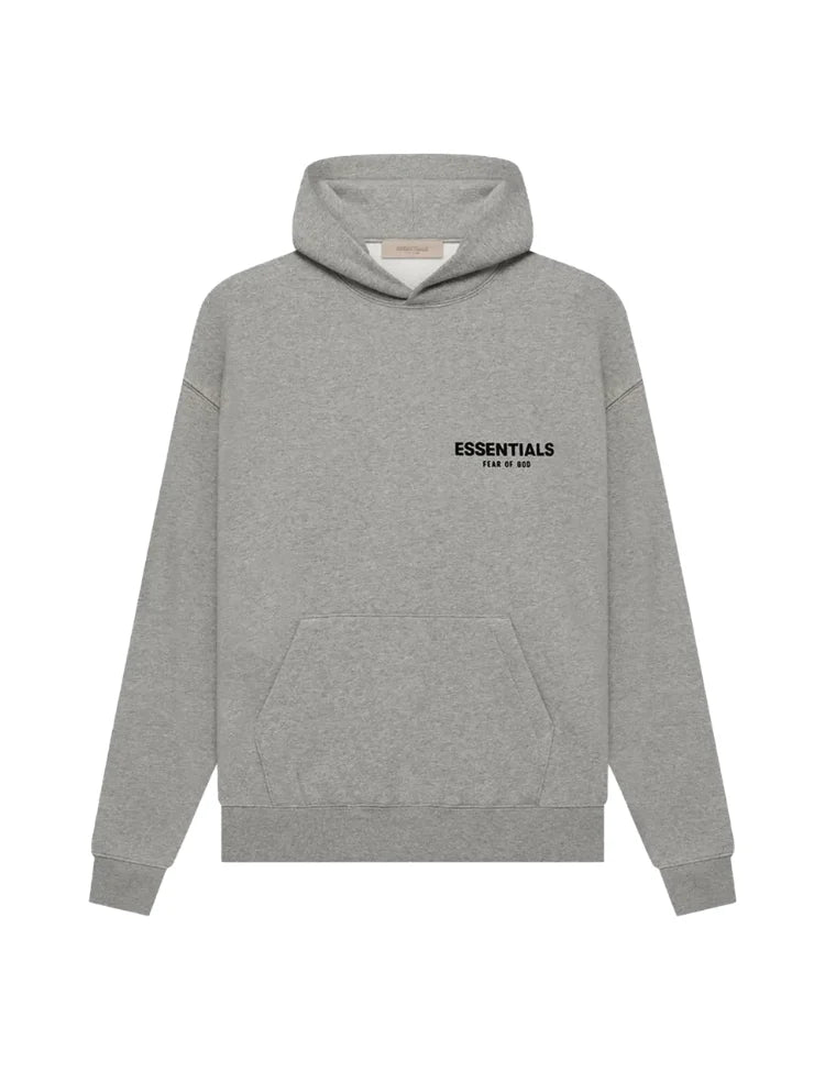 Men's oversized hooded pullover sweatshirt with bold Essentials Fear of God back text
