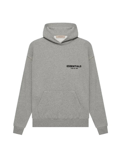 Men's oversized hooded pullover sweatshirt with bold Essentials Fear of God back text