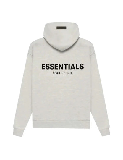 Men's oversized hooded pullover sweatshirt with bold Essentials Fear of God back text