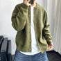 Men's button-up cardigan with round neckline and front patch pockets