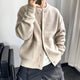 Men's button-up cardigan with round neckline and front patch pockets