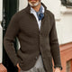 Men's textured waffle-knit button-front cardigan