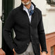 Men's textured waffle-knit button-front cardigan