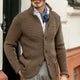 Men's textured waffle-knit button-front cardigan
