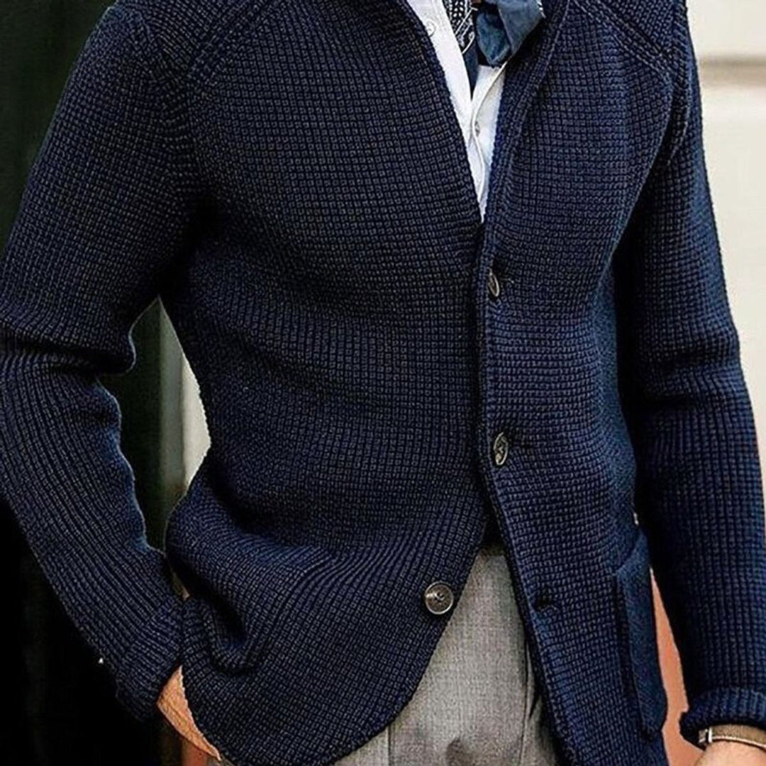 Men's textured waffle-knit button-front cardigan
