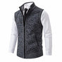 Men's textured knit zip-up cardigan vest with mock neck
