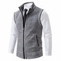 Men's textured knit zip-up cardigan vest with mock neck