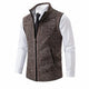 Men's textured knit zip-up cardigan vest with mock neck