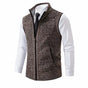 Men's textured knit zip-up cardigan vest with mock neck
