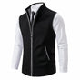 Men's textured knit zip-up cardigan vest with mock neck