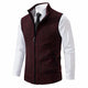 Men's textured knit zip-up cardigan vest with mock neck