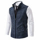 Men's textured knit zip-up cardigan vest with mock neck