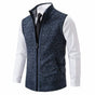 Men's textured knit zip-up cardigan vest with mock neck