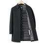 Men's padded button-front coat with shirt collar and quilted interior