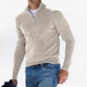 Men's plain quarter-zip sweater with mock neckline and long sleeves