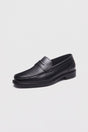 Men's classic penny loafers with moc toe stitching and low heel