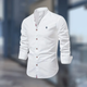 Men's long sleeve mandarin collar shirt with button front