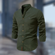 Men's long sleeve mandarin collar shirt with button front