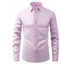 Men's long-sleeve solid shirt with pointed collar and button front