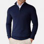 Men's slim-fit quarter-zip sweater with mock neck and long sleeves