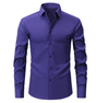 Men's long-sleeve solid shirt with pointed collar and button front