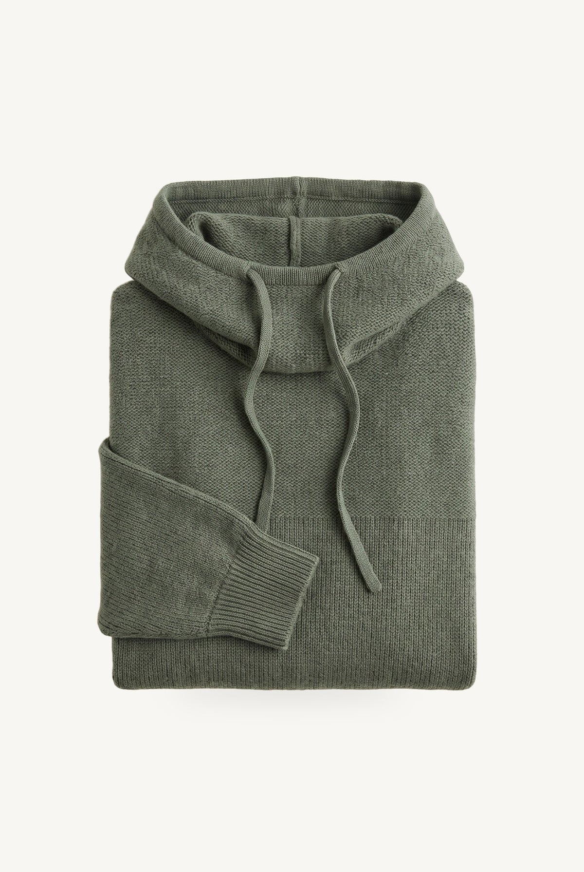 Women's textured knit hoodie with drawstring hood and long sleeves
