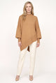 Women's oversized mock neck sweater with long sleeves and asymmetric hem
