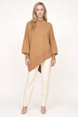 Women's oversized mock neck sweater with long sleeves and asymmetric hem