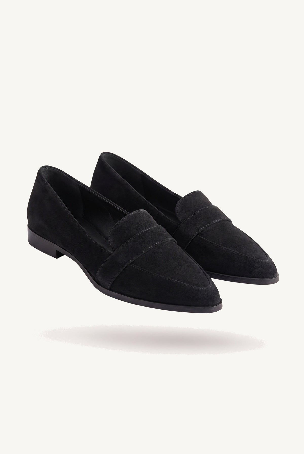 Women's slip-on penny strap loafers with pointed toes and low heels