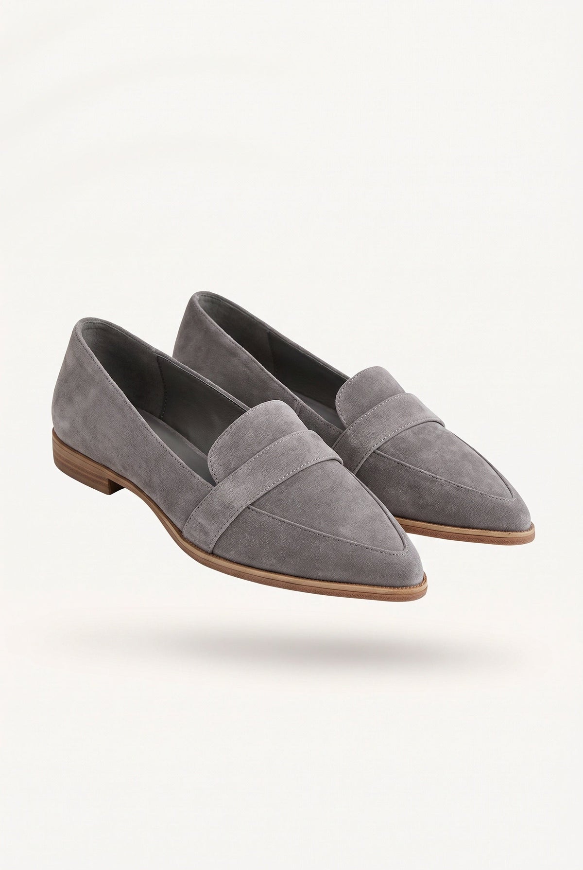 Women's slip-on penny strap loafers with pointed toes and low heels