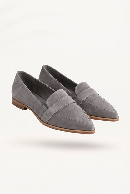 Women's slip-on penny strap loafers with pointed toes and low heels