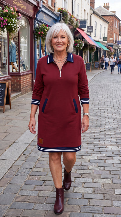 Thalia Zip Collar Sweatshirt Dress