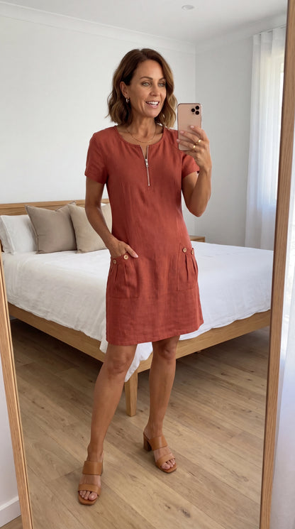 Estella 1/4 Zip A-Line Mini Dress