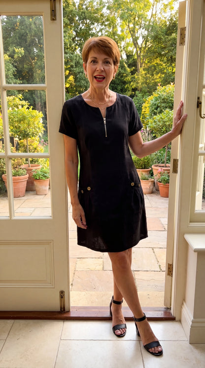 Estella 1/4 Zip A-Line Mini Dress