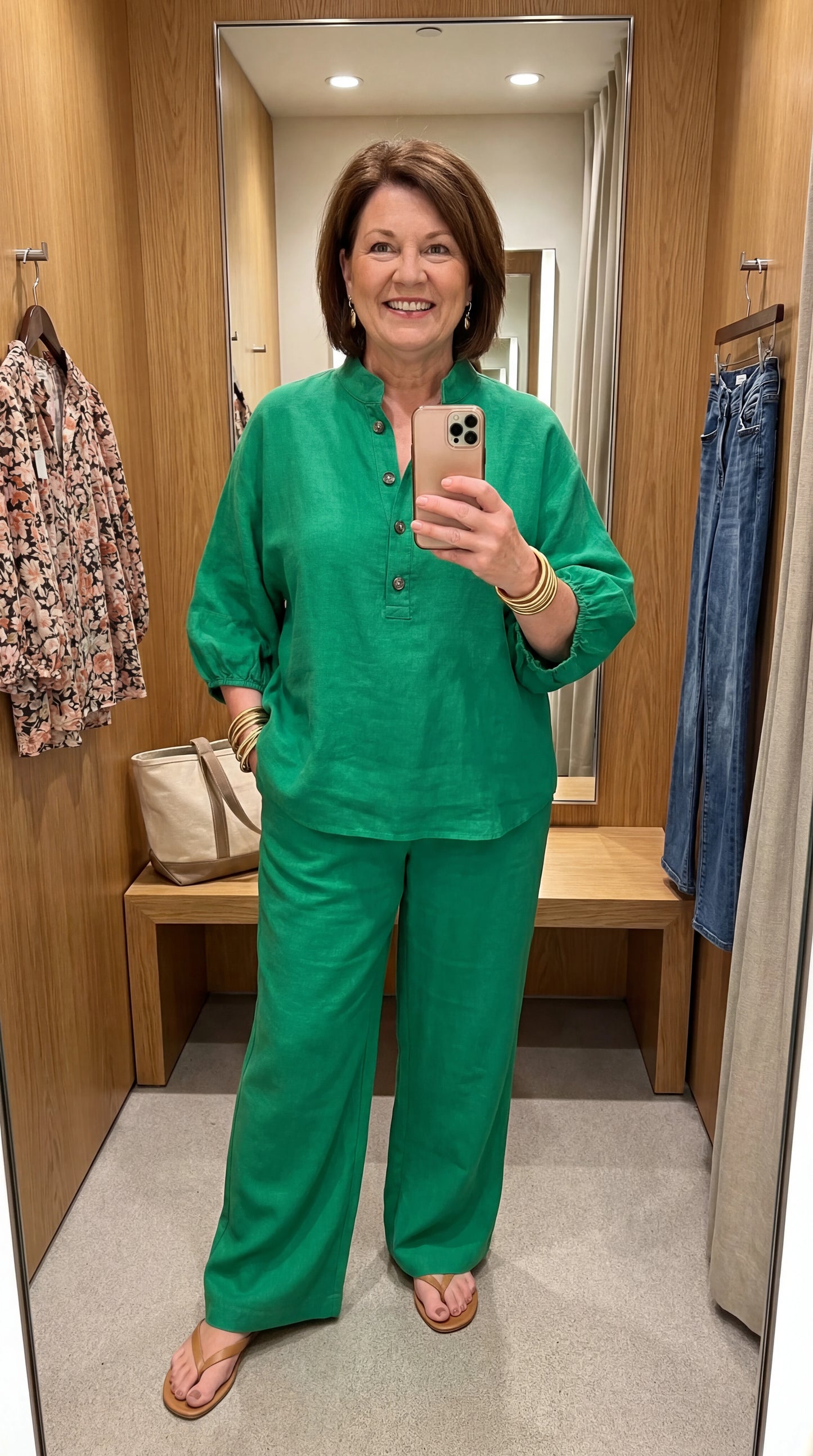 Anya Button Front Wide Leg Two-Piece Set
