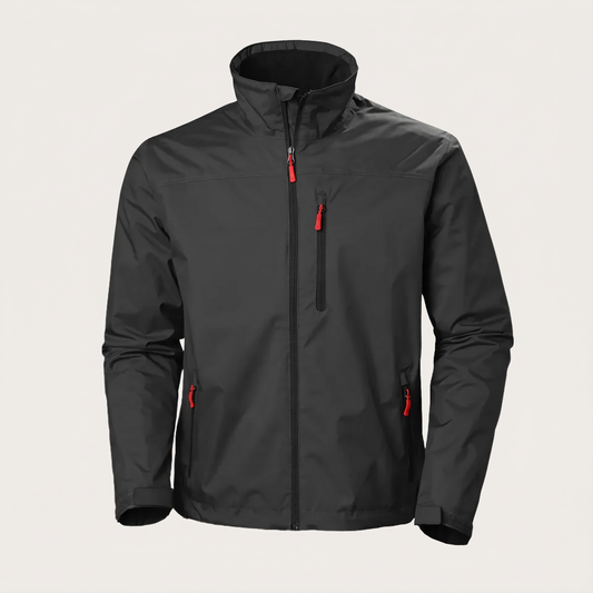 Men's full-zip utility jacket with stand collar and zip pockets