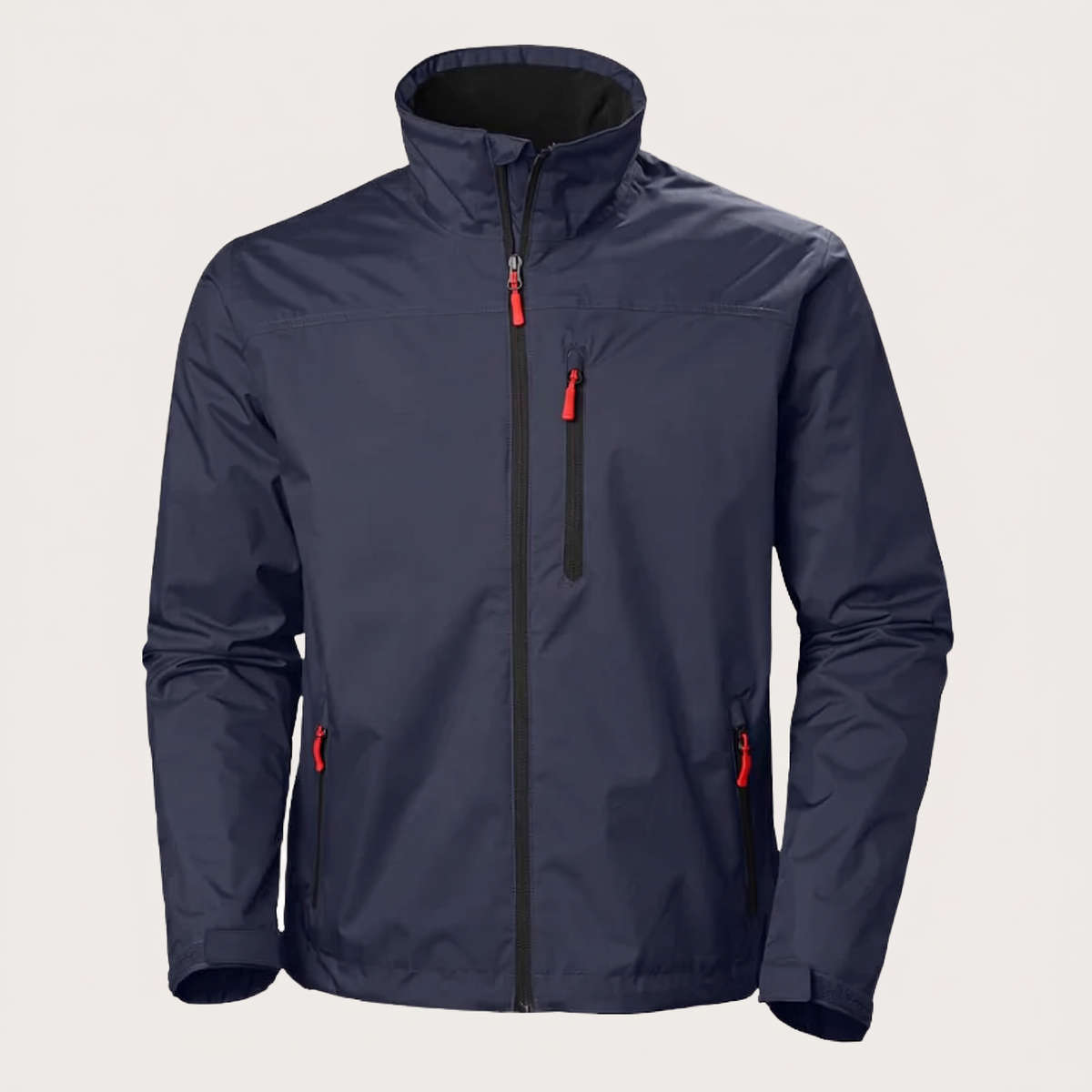 Men's full-zip utility jacket with stand collar and zip pockets