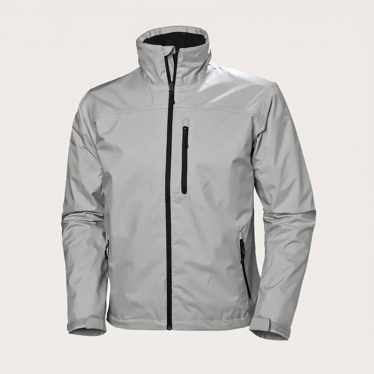 Men's full-zip utility jacket with stand collar and zip pockets
