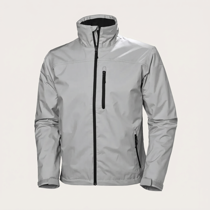 Men's full-zip utility jacket with stand collar and zip pockets