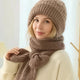 Women's ribbed knit hat and long scarf set with ear coverage