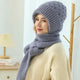 Women's ribbed knit hat and long scarf set with ear coverage