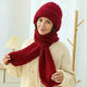 Women's ribbed knit hat and long scarf set with ear coverage