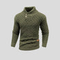 Men's textured mock neck sweater with button placket and long sleeves