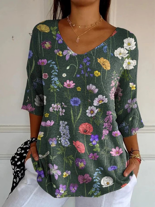 Peridot - Floral Knit Pullover