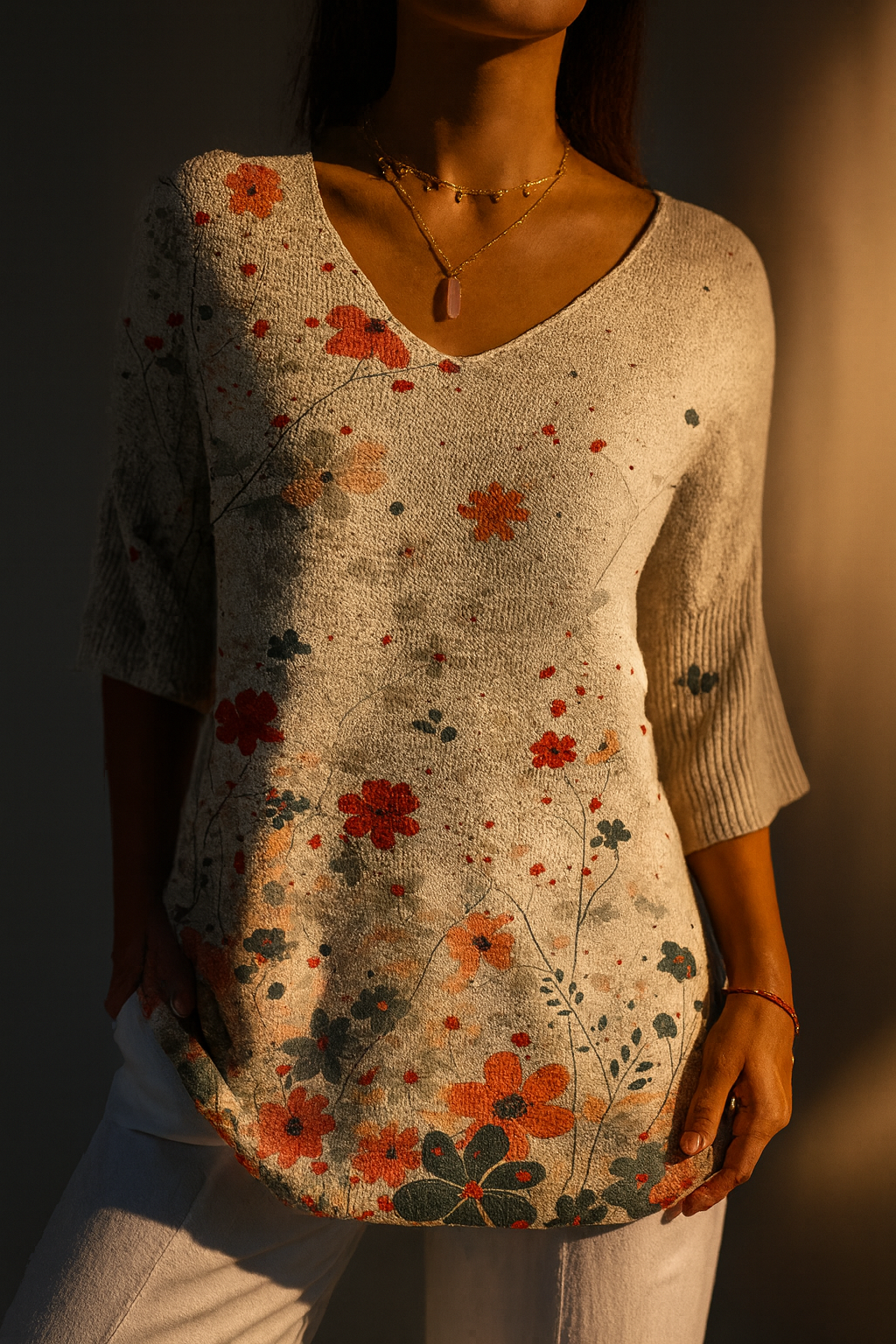 Persephone - Floral Knit Pullover